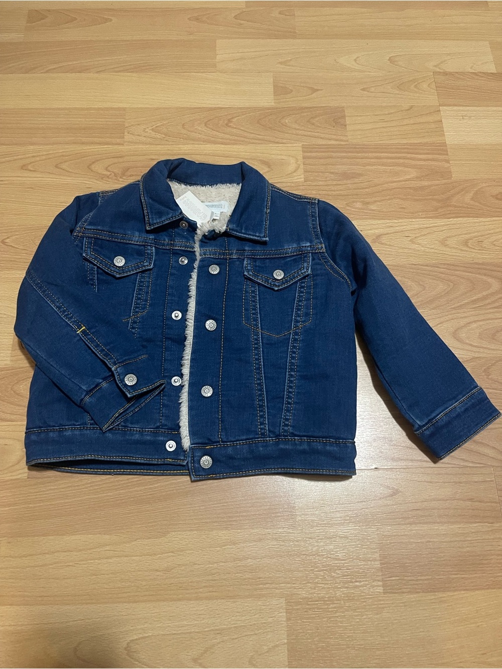 Kids Dark Blue Denim Jacket with Sherpa Lining